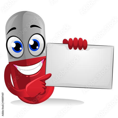 Vector Illustration of Red Capsule holding Blank Board