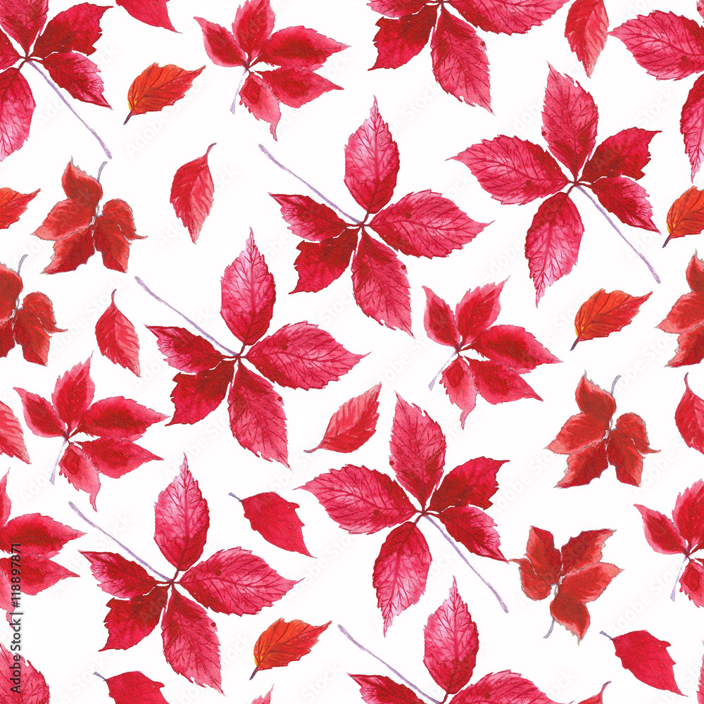 Watercolor leaves seamless autumn background. Watercolor leaves seamless autumn background.