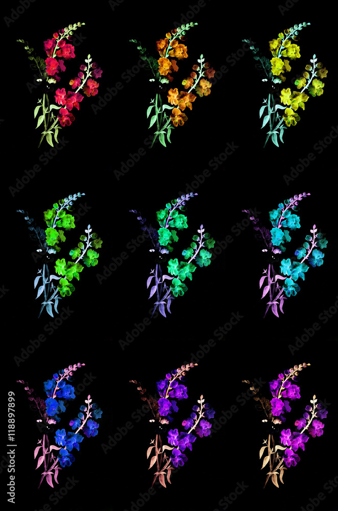 Neon watercolor flower bouquet Neon watercolor flower bouquet