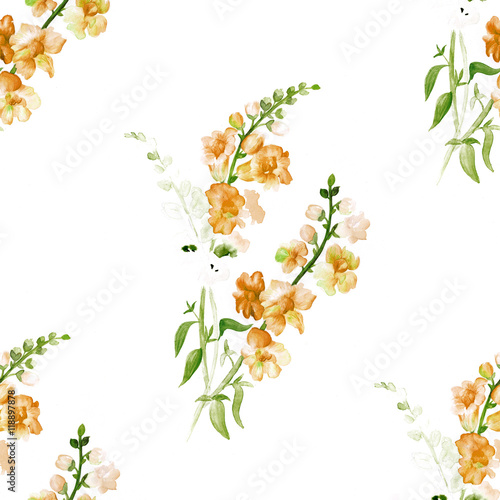 Watercolor orange flowers pattern