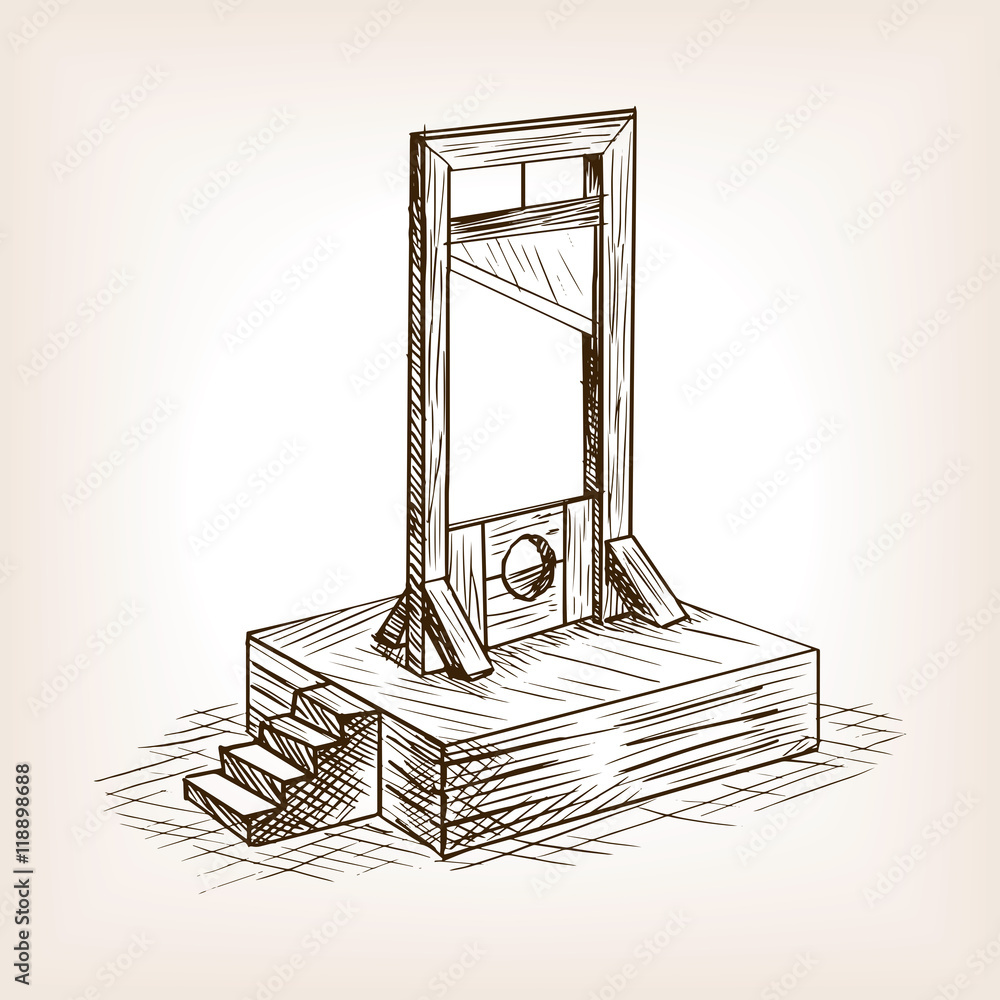 Guillotine sketch style vector illustration Stock Vector