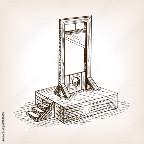 Guillotine sketch style vector illustration