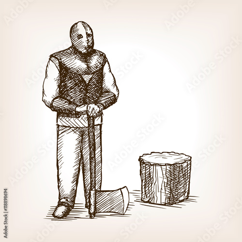 Executioner ax sketch style vector illustration