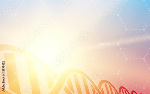 dna and medical and technology background. futuristic molecule structure presentation