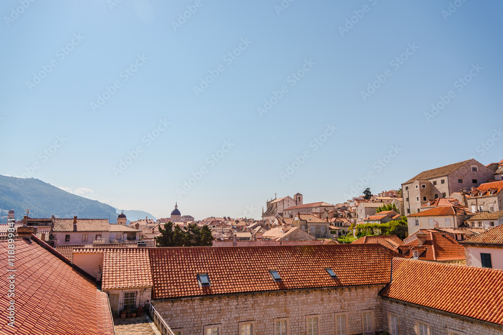 Roofs of the buildings on the Old Town seen from the Walls of Dubrovnik