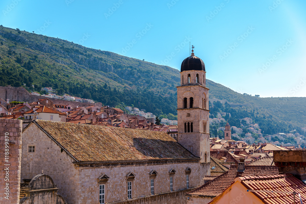 Fototapeta premium Roofs of the buildings on the Old Town seen from the Walls of Dubrovnik