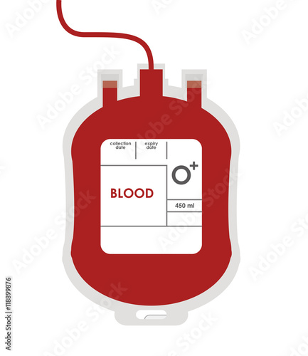 flat design blood bag icon vector illustration