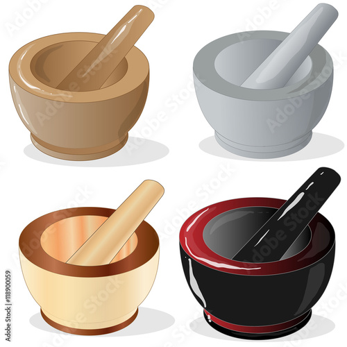 Mortar and pestle. Vector illustration.