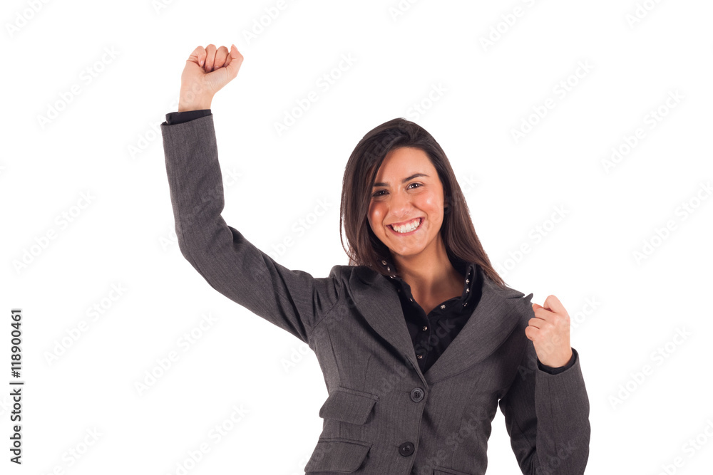 Very happy young woman portrait. White background Very happy young woman portrait. White background
