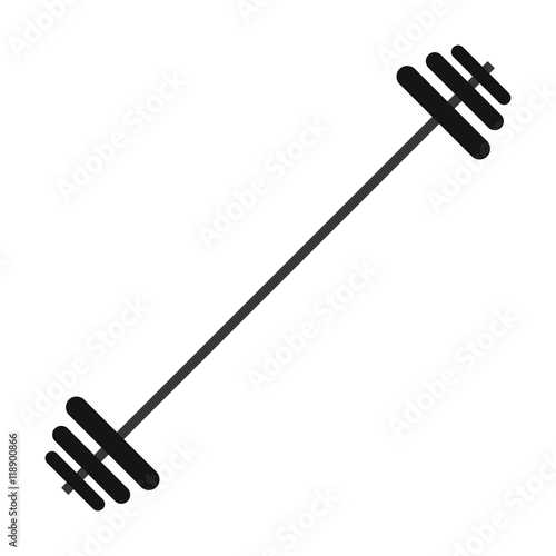 flat design single barbell icon vector illustration