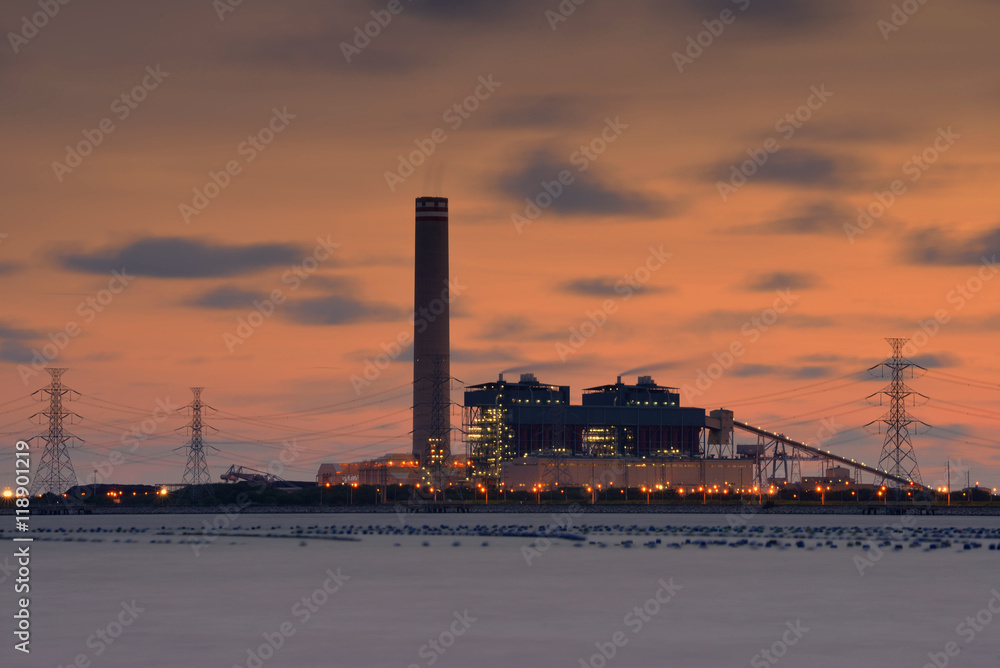 Power plant with twilight.      