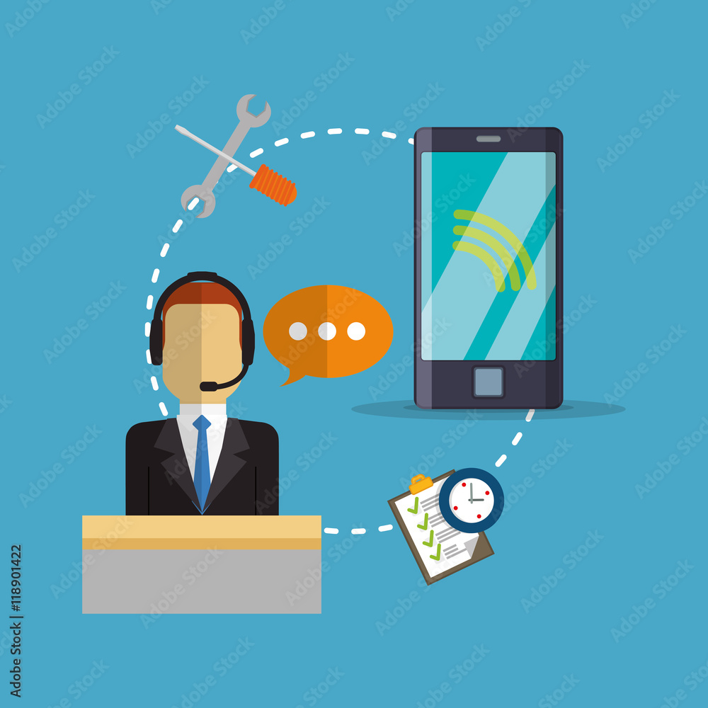 man headphone male cellphone customer service technical service call center icon set. Colorful and flat design. Vector illustration man headphone male cellphone customer service technical service call center icon set. Colorful and flat design. Vector illustration
