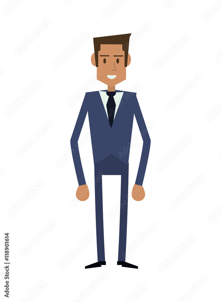 businessman cartoon man male avatar business suit cloth icon. Flat and Isolated design. Vector illustration