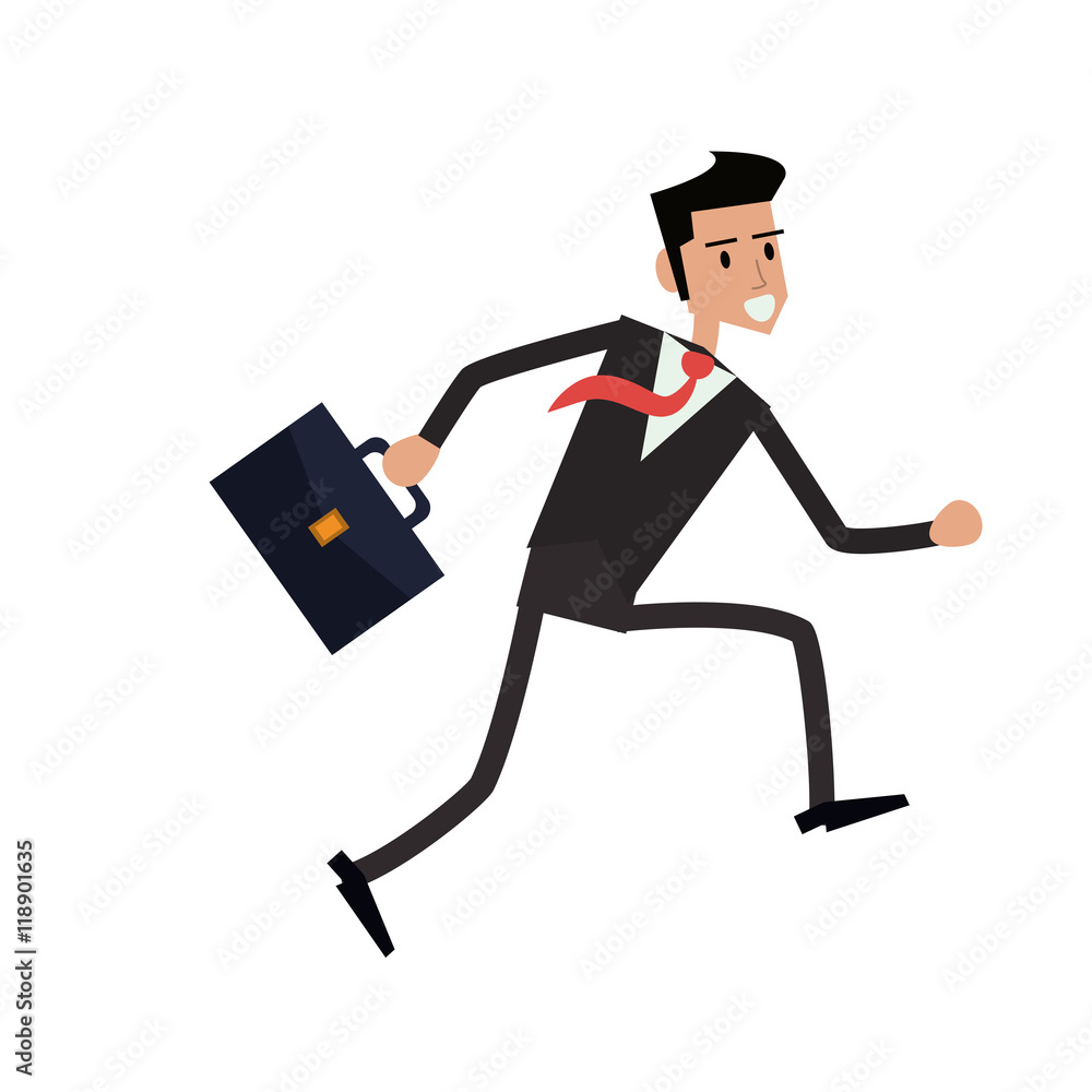 businessman suitcase cartoon man male avatar business suit cloth icon. Flat  and Isolated design. Vector illustration Stock Vector | Adobe Stock
