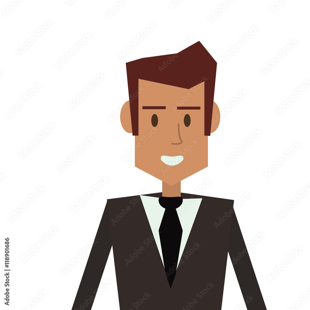 businessman cartoon man male avatar business suit cloth icon. Flat and Isolated design. Vector illustration