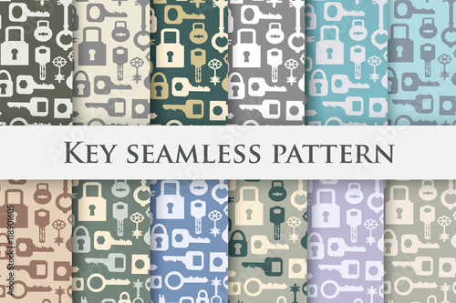 Background key repeating seamless pattern in vintage retro style