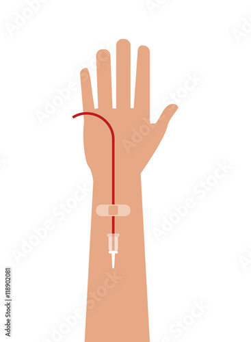 hand transfusion arm blood donation medical health care icon. Flat and Isolated design. Vector illustration