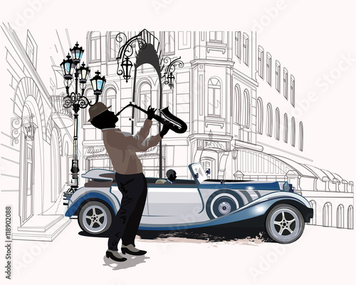 Series of the streets with musicians in the old city.