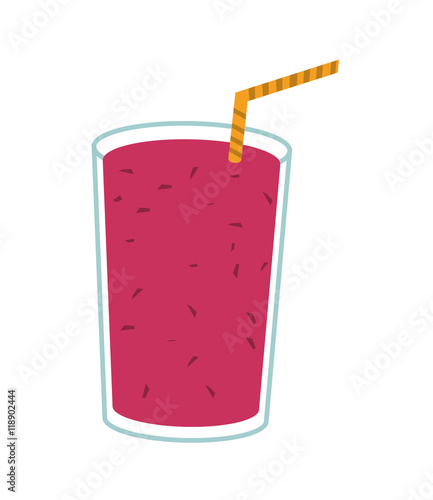 juice glass drinking straw drink beverage fresh icon. Flat and isolated design. Vector illustration