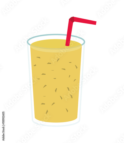 juice glass drinking straw drink beverage fresh icon. Flat and isolated design. Vector illustration