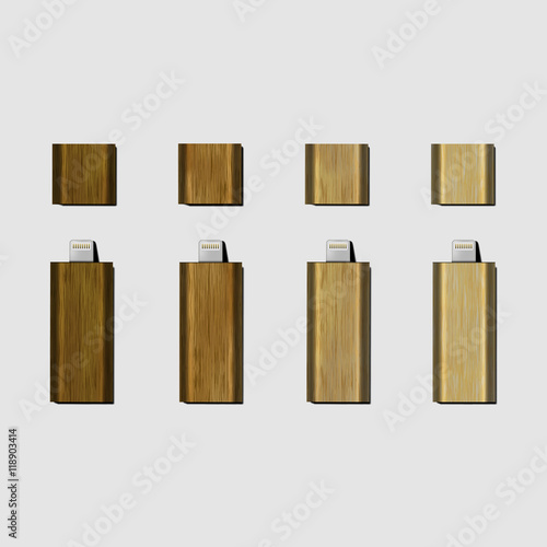 Vector wood Micro USB flash drive for phone