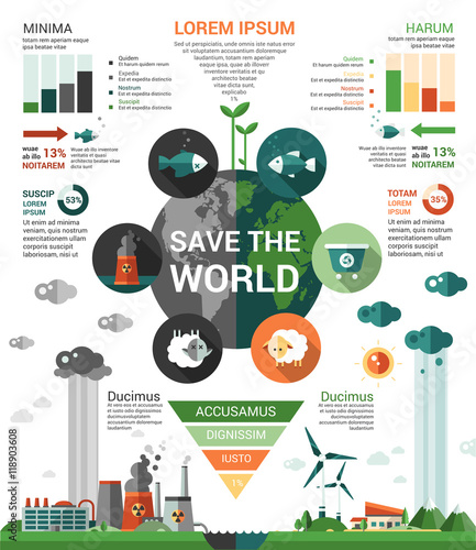 Ecology - flat design infographics poster