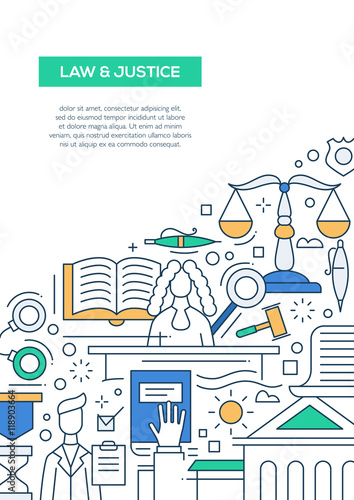 Law and Justice - line design brochure poster template A4