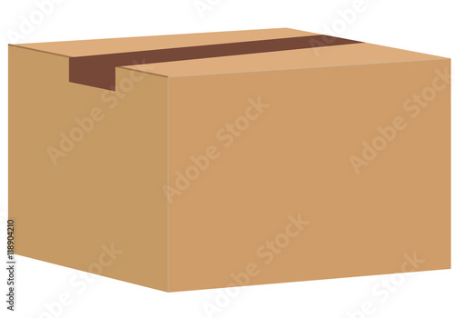 Brown closed carton delivery packaging box isolated on white bac