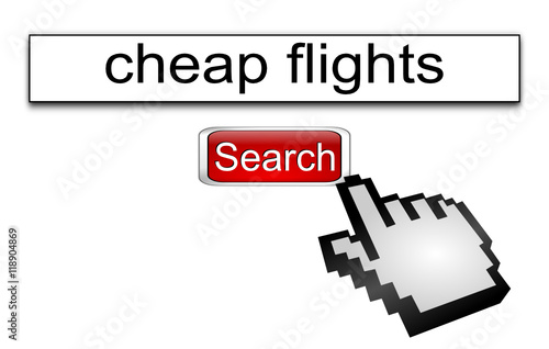 Internet web search engine cheap flights - 3D illustration