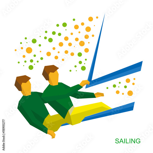 Physically disabled sailors. Flat sport  icon.