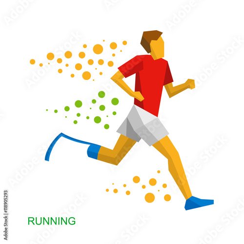 Physically disabled runner. Flat sport infographics icon.