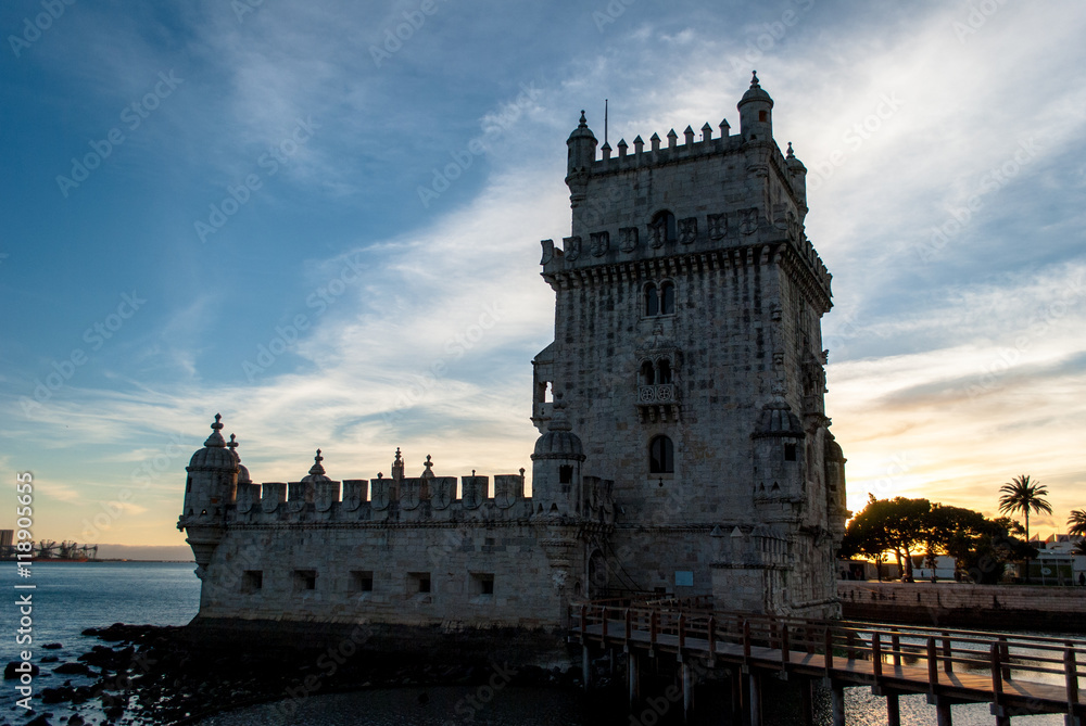 Tower of Belem in the Golden Hour in Lisbon Portugal