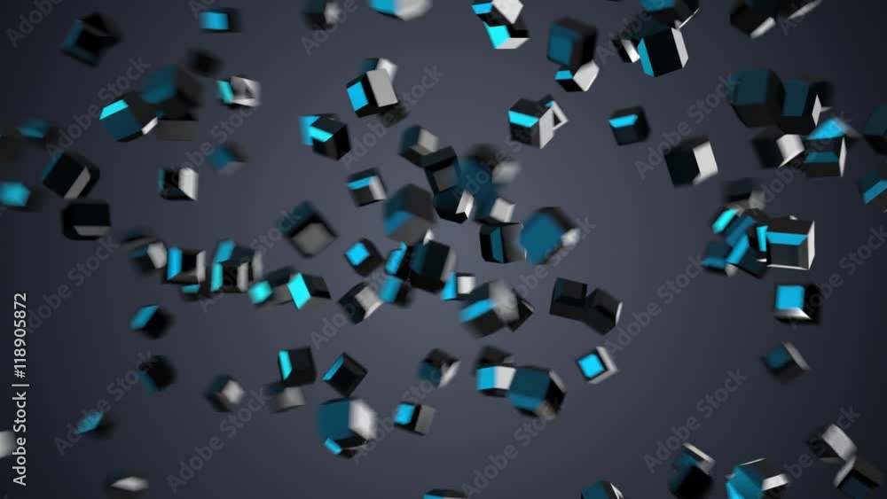 Happy new year 2017 text rotating blue particles futuristic intro