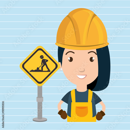 woman worker construction vector illustration design eps 10