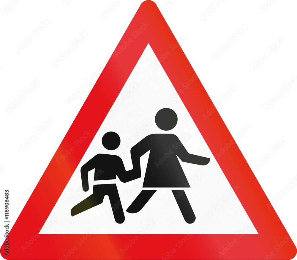 Road sign used in the African country of Botswana - Children Road sign used in the African country of Botswana - Children