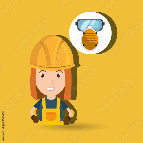 woman worker mask smog vector illustration design eps 10