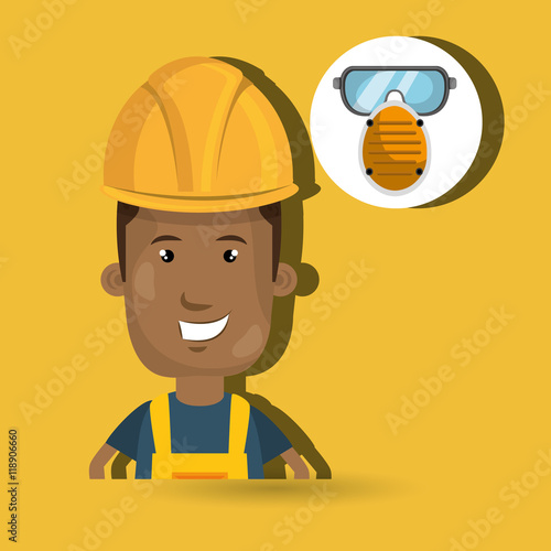 man worker mask smog vector illustration design eps 10