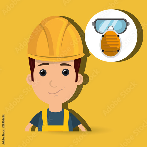 man worker mask smog vector illustration design eps 10