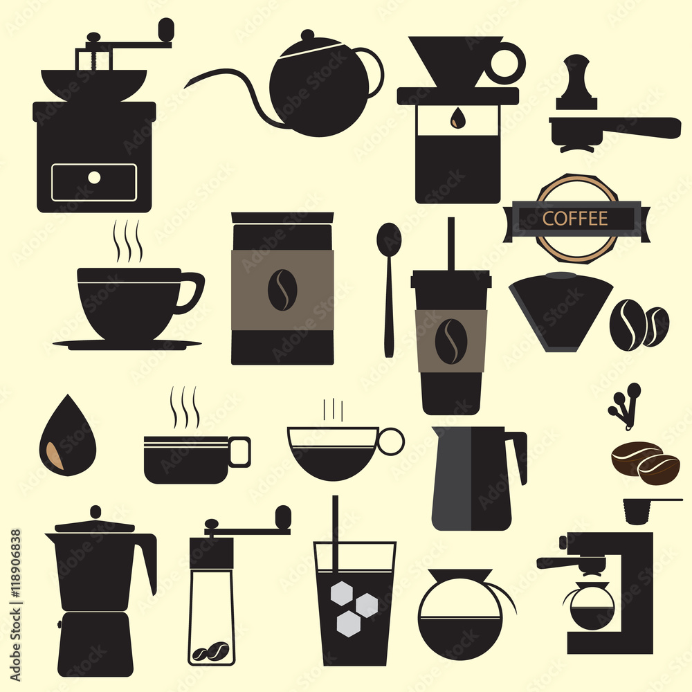 Set of Coffee Icons,Vector Illustration Set of Coffee Icons,Vector Illustration