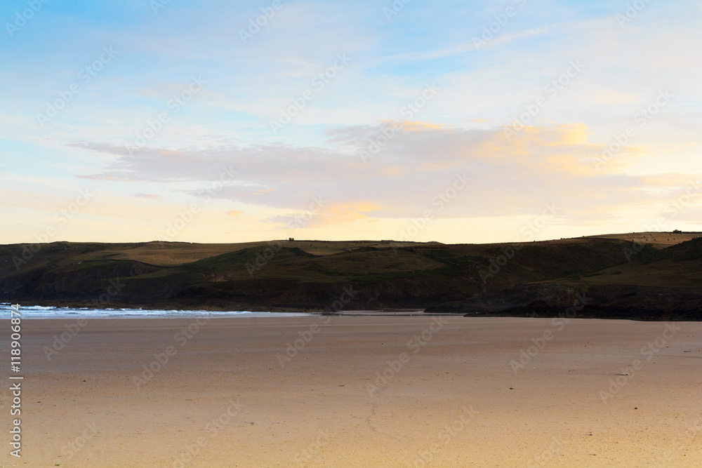 Early morning view over the beach at Polzeath