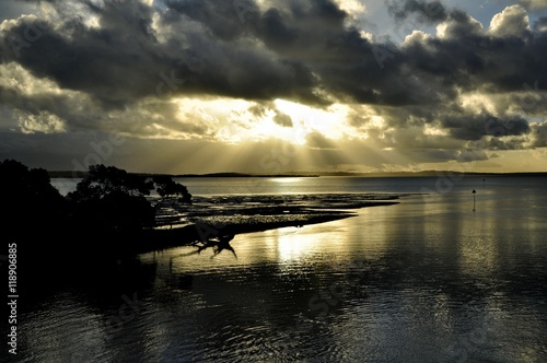 Wanggoolba Creek sunset seascape Fraser Island, Queensland Australia 