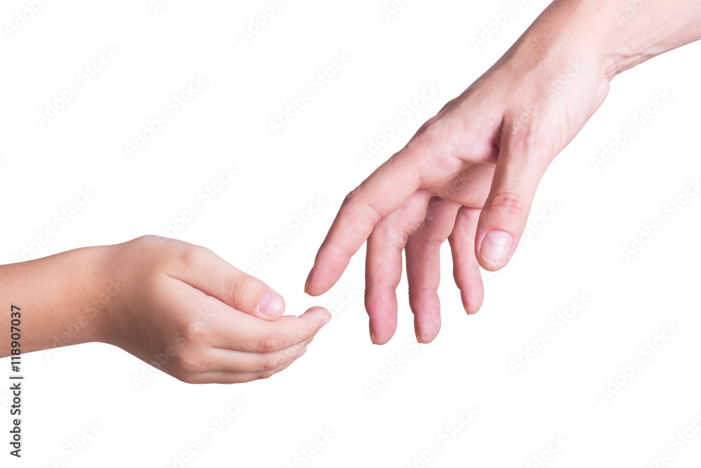 Woman and child hand