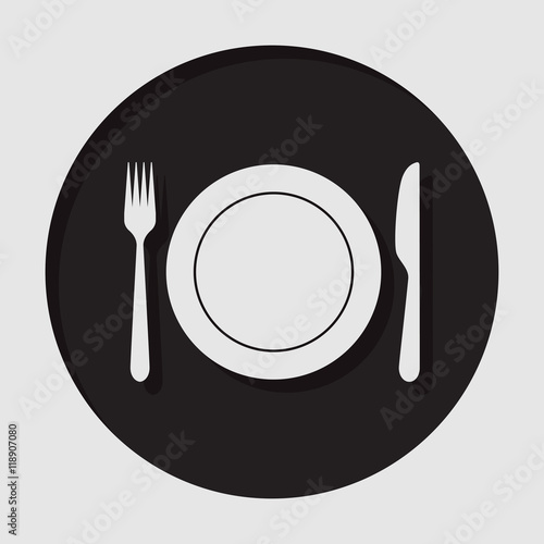 information icon - cutlery, fork, knife with plate