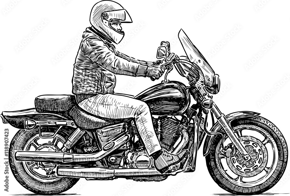 Naklejka premium person rides a motorcycle