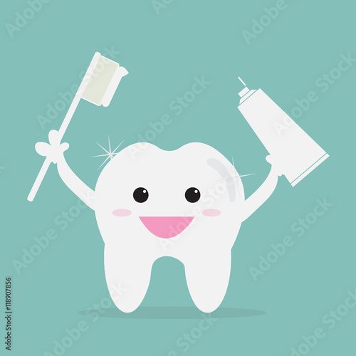 cartoon tooth brush and clean,for health dental care concept