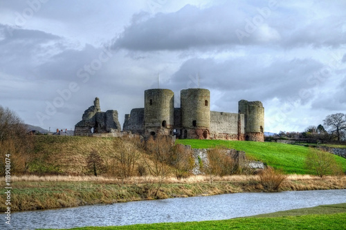 Rhuddlan Castle from across the river Clwyd, Denbighshire, Wales. photo