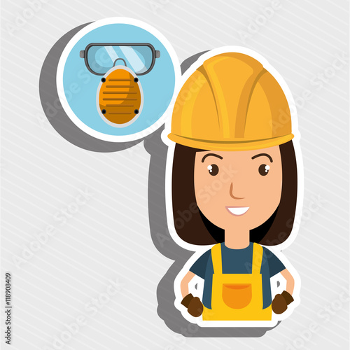 woman worker mask smog vector illustration design eps 10