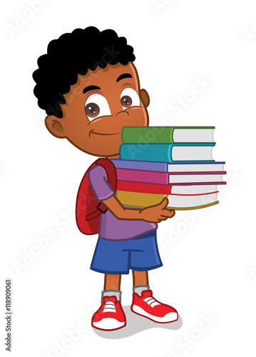 African american boy holding books