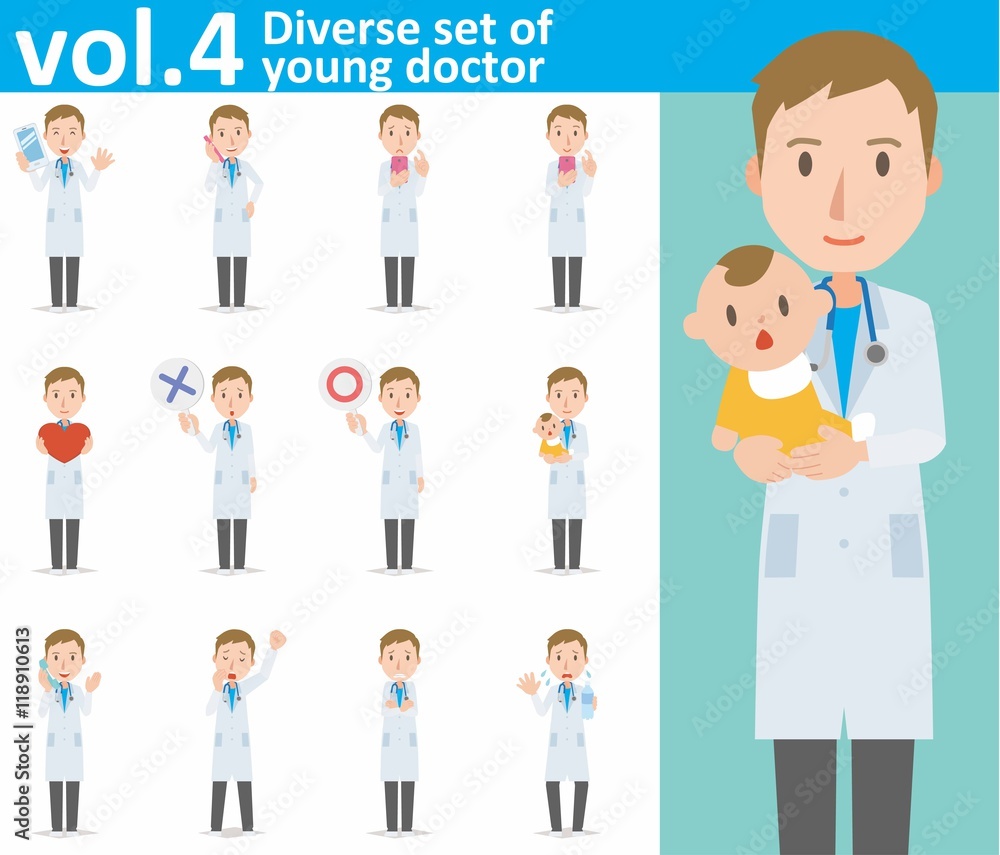 Diverse set of young doctor on white background , EPS10 vector format vol.4 Diverse set of young doctor on white background , EPS10 vector format vol.4