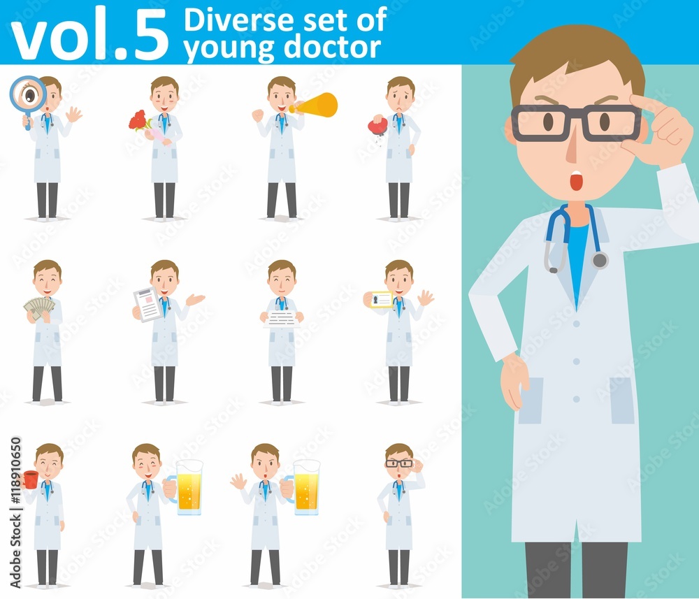 Diverse set of young doctor on white background , EPS10 vector format vol.5 Diverse set of young doctor on white background , EPS10 vector format vol.5